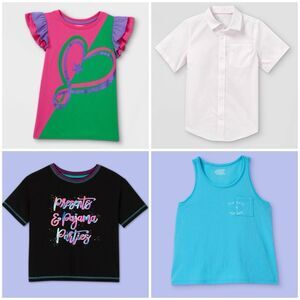 Cat & Jack New Jojo Bundle 4 Pcs Girls Short Sleeves Tee Pink Tank Tops XS 4/5